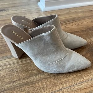 Reiss Grey Suede Pointed Amalia Heel Mules size 41